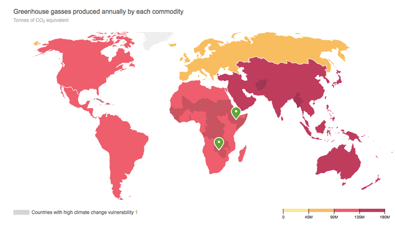 Greenhouse gas emitted by corn worldwide (Image: Oxfam)